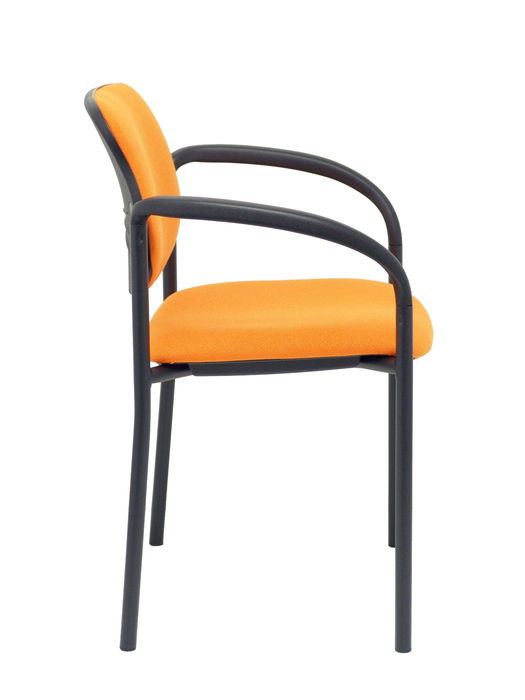 Silla Piqueras Y Crespo Villalgordo Confidente Brazos Fijos Chasis Negro Asiento Y Respaldo Tapizados Bali Naranja