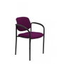 NOWY STYL Silla Styl apilable con brazos fijos, tela morada y chasis negro