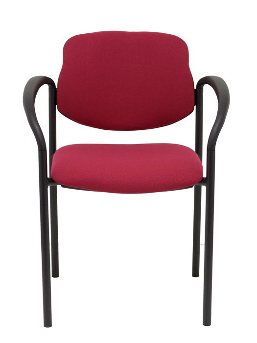 Silla Piqueras Y Crespo Villalgordo Confidente Brazos Fijos Chasis Negro Asiento Y Respaldo Tapizados Bali Granate