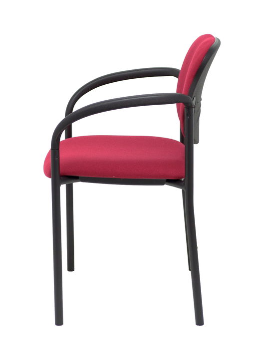 Silla Piqueras Y Crespo Villalgordo Confidente Brazos Fijos Chasis Negro Asiento Y Respaldo Tapizados Bali Granate