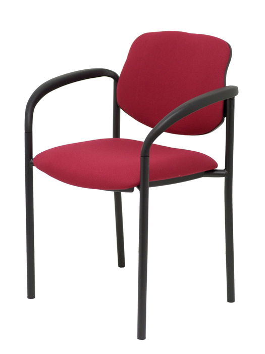 Silla Piqueras Y Crespo Villalgordo Confidente Brazos Fijos Chasis Negro Asiento Y Respaldo Tapizados Bali Granate