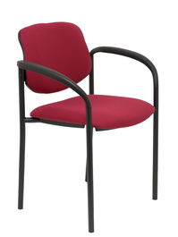 Silla Piqueras Y Crespo Villalgordo Confidente Brazos Fijos Chasis Negro Asiento Y Respaldo Tapizados Bali Granate