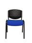 PIQUERAS Y CRESPO Pack de 4 sillas Petrola apilables, asiento Aran azul