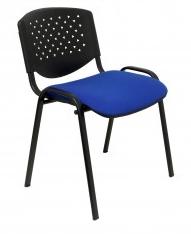 Piqueras y Crespo Pack de 4 Sillas Fijas Apilables Pétrola con Respaldo PVC Negro y Asiento Tapizado ARAN Azul