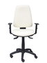 Silla de oficina Elche con mecanismo Asincro tapizada con Similpiel color Blanco. Equipada con Base poliamida negra, Brazos 1D y Ruedas de nailon 50 mm