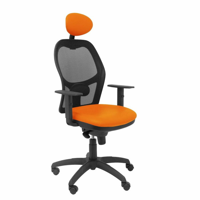 PIQUERAS Y CRESPO Silla de oficina Jorquera con mecanismo Sincro, Similpiel Naranja y Malla Negra