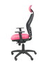 Silla de oficina Jorquera con mecanismo Sincro tapizada con Similpiel color Rosa y malla color Negro. Equipada con lumbar 1D, Brazos 1D, Cabecero Fijo y Ruedas de nailon 50 mm