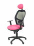 Silla de oficina Jorquera con mecanismo Sincro tapizada con Similpiel color Rosa y malla color Negro. Equipada con lumbar 1D, Brazos 1D, Cabecero Fijo y Ruedas de nailon 50 mm