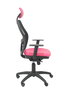 Silla de oficina Jorquera con mecanismo Sincro tapizada con Similpiel color Rosa y malla color Negro. Equipada con lumbar 1D, Brazos 1D, Cabecero Fijo y Ruedas de nailon 50 mm