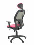 Silla de oficina Jorquera con mecanismo Sincro tapizada con Similpiel color Rosa y malla color Negro. Equipada con lumbar 1D, Brazos 1D, Cabecero Fijo y Ruedas de nailon 50 mm