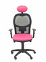 Silla de oficina Jorquera con mecanismo Sincro tapizada con Similpiel color Rosa y malla color Negro. Equipada con lumbar 1D, Brazos 1D, Cabecero Fijo y Ruedas de nailon 50 mm