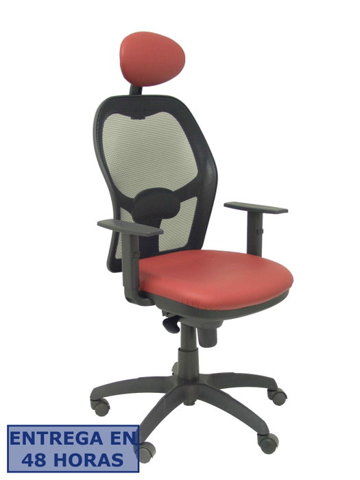 Piqueras Y Crespo Silla Jorquera con Mecanismo Sincro, Malla Negra y Similpiel Granate Piqueras Y Crespo Silla Jorquera con Mecanismo Sincro, Malla Negra y Similpiel Granate
