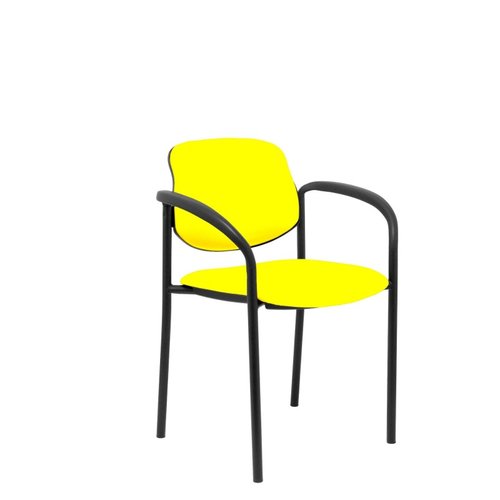 NOWY STYL Silla Styl tapizada en similpiel amarillo con brazos fijos