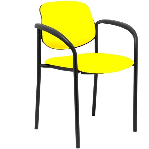 NOWY STYL Silla Styl tapizada en similpiel amarillo con brazos fijos