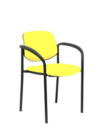 Silla Styl tapizada con Similpiel color Amarillo. Brazos fijos