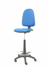Taburete Piqueras Y Crespo Ayna Ergomico Mecanismo De Contacto Permanente Regulable En Altura Y Aro Reposapies Asiento Y Respaldo Tapizados Similpiel Azul