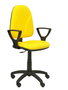 Silla de oficina Algarra con mecanismo Contacto permanente básico tapizada con Tela color Amarillo. Equipada con Base poliamida negra, Brazos fijos y Ruedas de nailon 50 mm