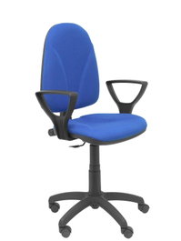 Silla de oficina Algarra con mecanismo Contacto permanente básico tapizada con Tela color Azul. Equipada con Base poliamida negra, Brazos fijos y Ruedas de nailon 50 mm