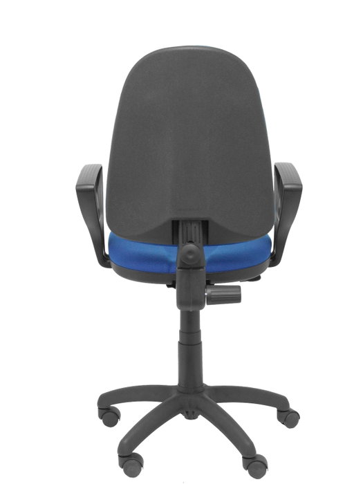 Silla de oficina Algarra con mecanismo Contacto permanente básico tapizada con Tela color Azul. Equipada con Base poliamida negra, Brazos fijos y Ruedas de nailon 50 mm