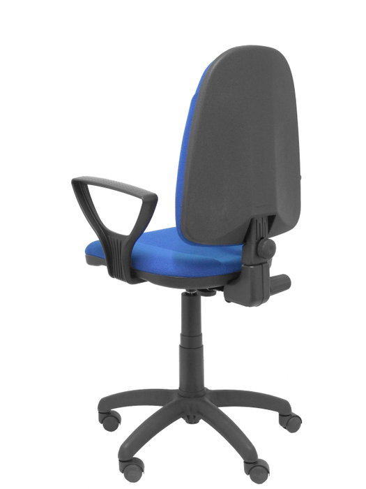 Silla de oficina Algarra con mecanismo Contacto permanente básico tapizada con Tela color Azul. Equipada con Base poliamida negra, Brazos fijos y Ruedas de nailon 50 mm