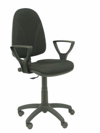 PIQUERAS Y CRESPO Silla Algarra con mecanismo de contacto permanente, brazos fijos y tejido Bali Negro