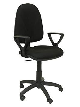 PIQUERAS Y CRESPO Silla Algarra con mecanismo de contacto permanente, brazos fijos y tejido Bali Negro