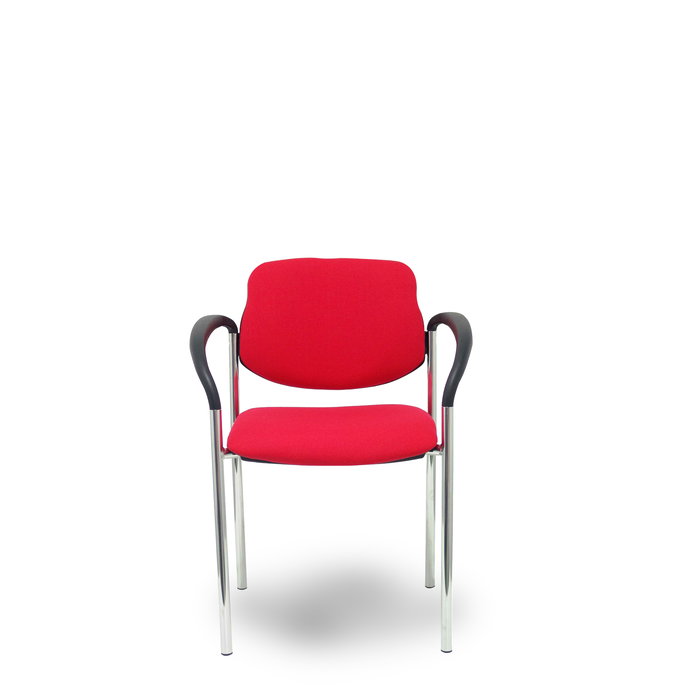 Silla Styl tapizada con Tela color Rojo. Brazos fijos