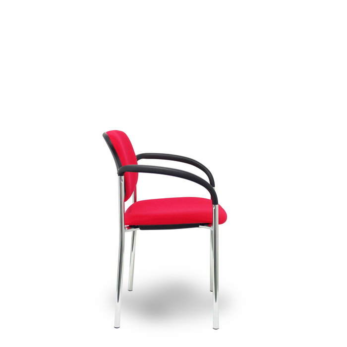 Silla Styl tapizada con Tela color Rojo. Brazos fijos