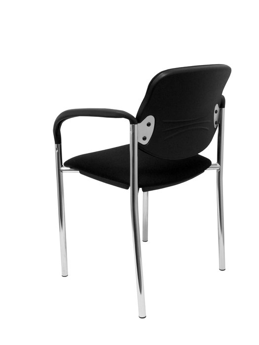 Silla Styl tapizada con Tela color Negro. Brazos fijos
