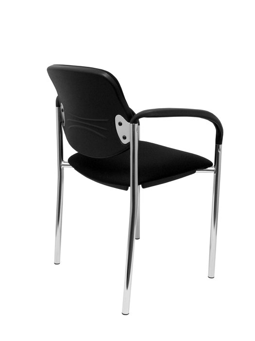 Silla Styl tapizada con Tela color Negro. Brazos fijos