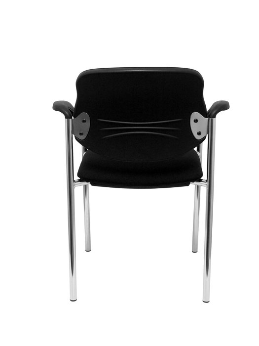 Silla Styl tapizada con Tela color Negro. Brazos fijos