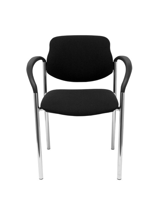 Silla Styl tapizada con Tela color Negro. Brazos fijos