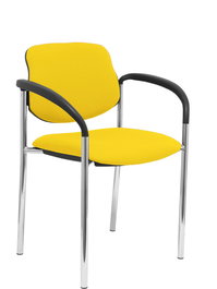 Silla Styl tapizada con Tela color Amarillo. Brazos fijos
