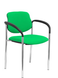 Silla Styl tapizada con Tela color Verde. Brazos fijos