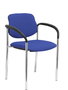 NOWY STYL Silla Styl tapizada en tela azul con brazos fijos y estructura cromada