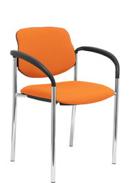 Silla Styl tapizada con Tela color Naranja. Brazos fijos