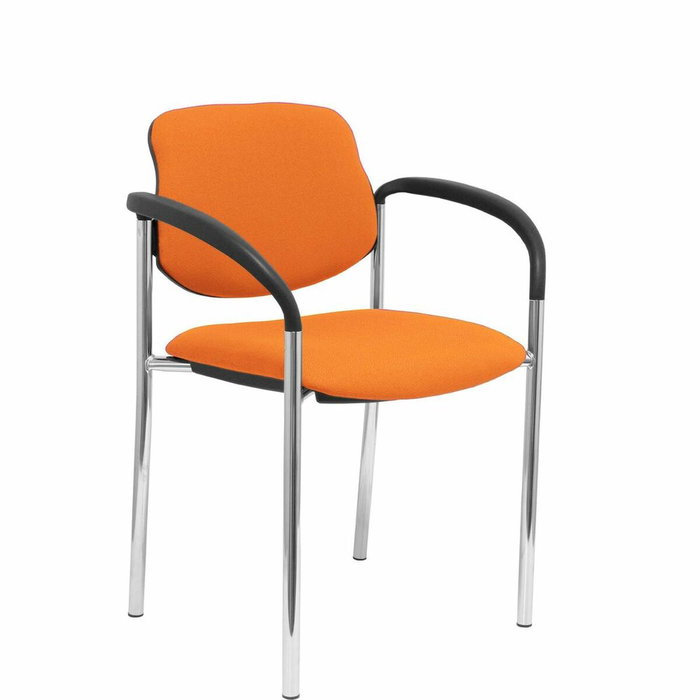 NOWY STYL Silla Styl Bali Naranja con Brazos Fijos y Chasis Cromo NOWY STYL Silla Styl Bali Naranja con Brazos Fijos y Chasis Cromo