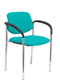 Silla Styl tapizada con Tela color Turquesa. Brazos fijos