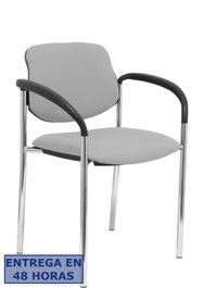 NOWY STYL Silla Styl tapizada en tejido BALI gris con brazos fijos y estructura cromada