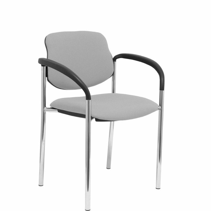 NOWY STYL Silla Styl tapizada en tejido BALI gris con brazos fijos y estructura cromada NOWY STYL Silla Styl tapizada en tejido BALI gris con brazos fijos y estructura cromada