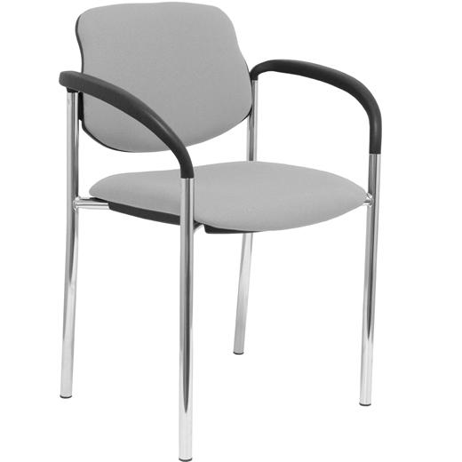 NOWY STYL Silla Styl tapizada en tejido BALI gris con brazos fijos y estructura cromada NOWY STYL Silla Styl tapizada en tejido BALI gris con brazos fijos y estructura cromada