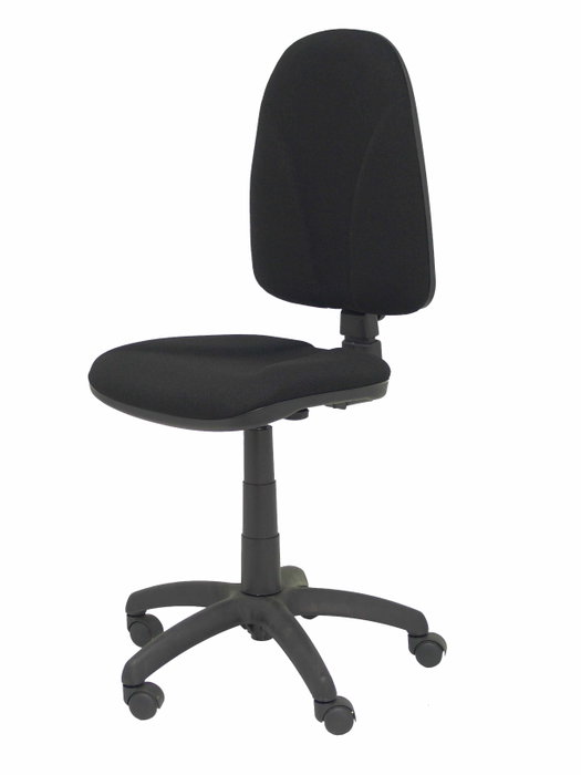 Silla de oficina Algarra con mecanismo Contacto permanente básico tapizada con Tela color Negro. Equipada con Base poliamida negra, Sin brazos y Ruedas de nailon 50 mm