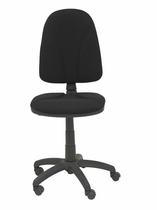 Silla de oficina Algarra con mecanismo Contacto permanente básico tapizada con Tela color Negro. Equipada con Base poliamida negra, Sin brazos y Ruedas de nailon 50 mm