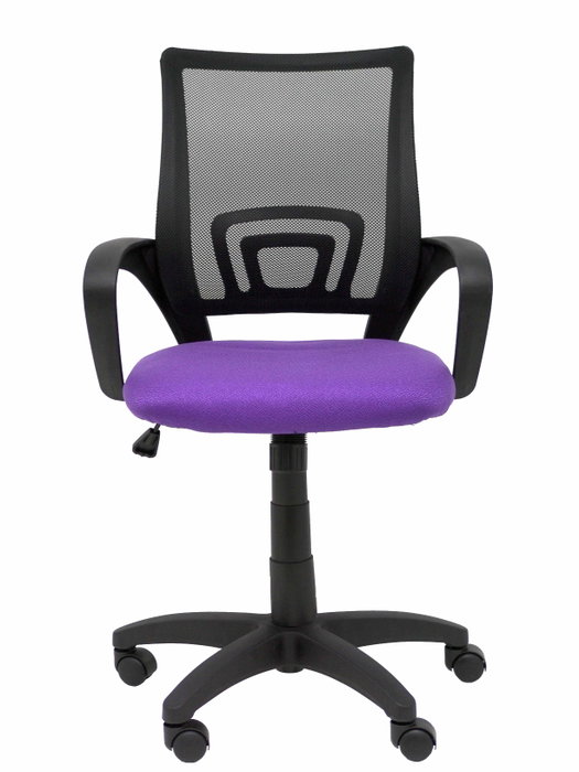 Silla de oficina Vianos con mecanismo Basculante tapizada con Tela color Lila y malla color Negro. Equipada con lumbar Fijo, Brazos fijos y Ruedas de nailon 50 mm Silla de oficina Vianos con mecanismo Basculante tapizada con Tela color Lila y malla color Negro. Equipada con lumbar Fijo, Brazos fijos y Ruedas de nailon 50 mm