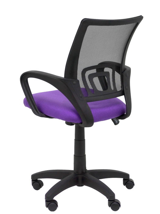 Silla de oficina Vianos con mecanismo Basculante tapizada con Tela color Lila y malla color Negro. Equipada con lumbar Fijo, Brazos fijos y Ruedas de nailon 50 mm Silla de oficina Vianos con mecanismo Basculante tapizada con Tela color Lila y malla color Negro. Equipada con lumbar Fijo, Brazos fijos y Ruedas de nailon 50 mm