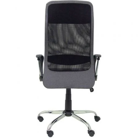 Silla de oficina Esteras con mecanismo Basculante tapizada con Tela color Gris y malla color Negro. Equipada con lumbar Fijo, Brazos fijos, Cabecero Fijo y Ruedas de nailon 50 mm