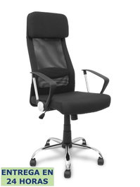 Piqueras y Crespo Silla Esteras con respaldo de malla y asiento de tela negra