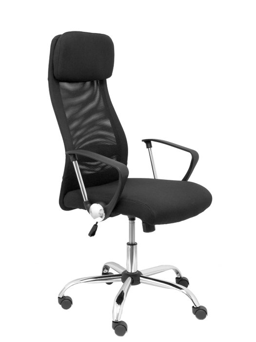 Piqueras y Crespo Silla Esteras con Mecanismo Basculante y Brazos Fijos, Negro
