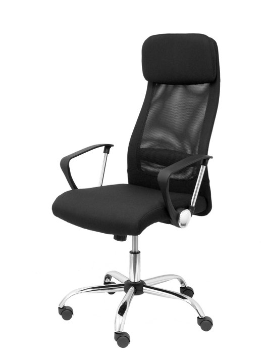 Piqueras y Crespo Silla Esteras con Mecanismo Basculante y Brazos Fijos, Negro