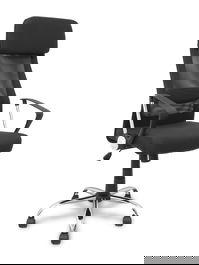 Silla de oficina Esteras con mecanismo Basculante tapizada con Tela color Negro. Equipada con lumbar Fijo, Brazos fijos, Cabecero Fijo y Ruedas de nailon 50 mm